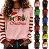 Damen Weihnachtsdruck Langarm Pullover Sweatshirt Rundhals