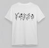Camiseta Clássica Confortável Plus Size Feminina Outono Plantas Esboço Botânico Tee
