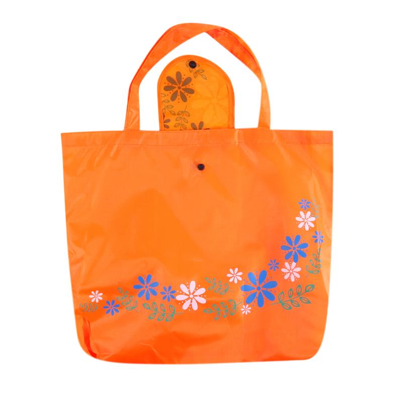 Folding Tote Shopping Bag Women Men Casual Eco Reusable Shopping Flower Button Pouch Case Travel Solid Handbag Shopper Bags