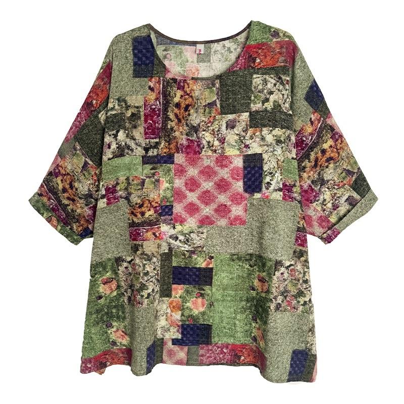 Dámské letní volné tričko s krátkým rukávem, oversized, vintage, květinové, ležérní