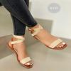 Large Size Women Ankle Wrap Ladies Outside Buckle Sandals