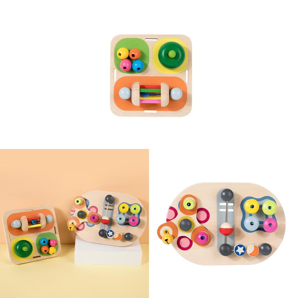 Baby Montessori Wooden Busy Board With Educational Blocks For Toddler Handeye Coordination