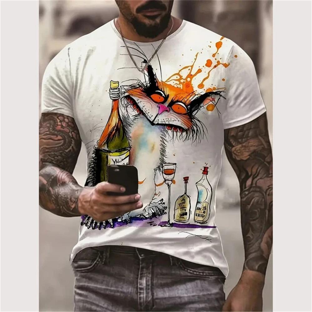 New Summer Men Vintage T-Shirt 3D Printed Funny Graphic Tops Tees Male Casual Stylish Short Sleeve Clothing Fashion Streetwear