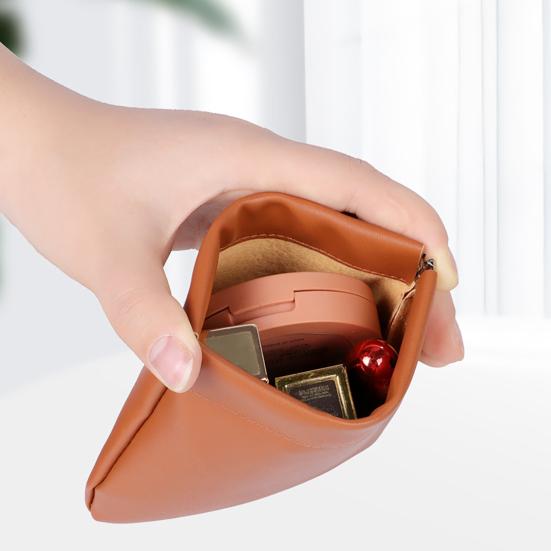 Snap Closure Pouch Faux Leather Mini Cosmetic Bag Waterproof Self-Closing Organizer Pouch for Coin Jewelry Cards Lipstick Keys