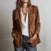 Damen Vintage Chic Wildlederähnliche Blazerjacke Einreihig Lockere Passform Street Style 2025