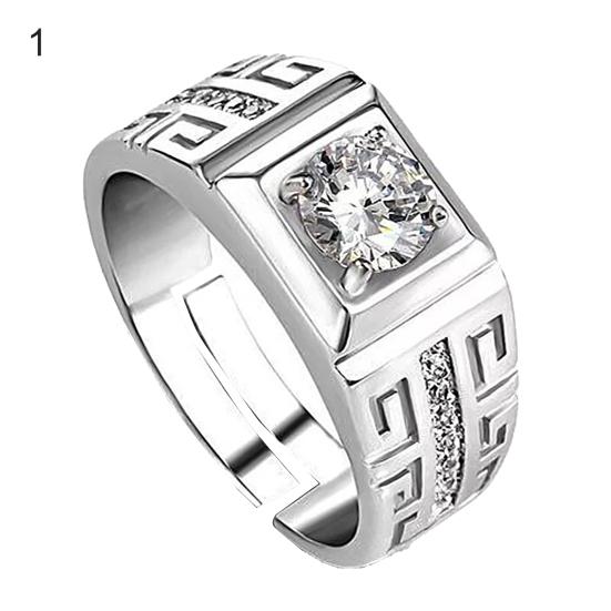 Classic Luxury Adjustable Couple Cubic Zircon Ring Engagement Jewelry Accessory