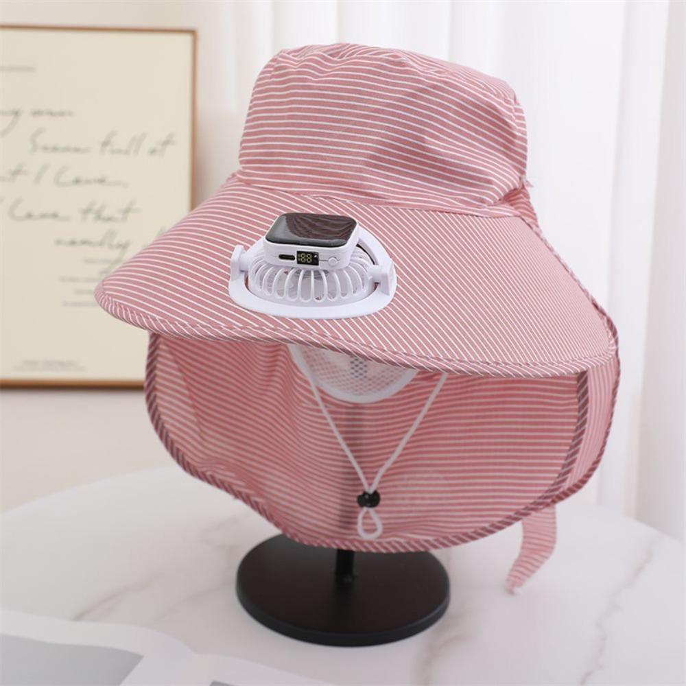 Durable Solar Fan Face Mask Sun Hat 300mA Wide Brim Tea Picking Work Hat UV Protection Full Wrap Bucket Hat Summer Unisex