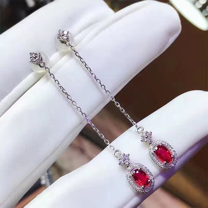 Small Style Classic Design Earrings For Women Inlaid Ruby Long Earings Fashion Exquisite And Wedding Jewelry Gift