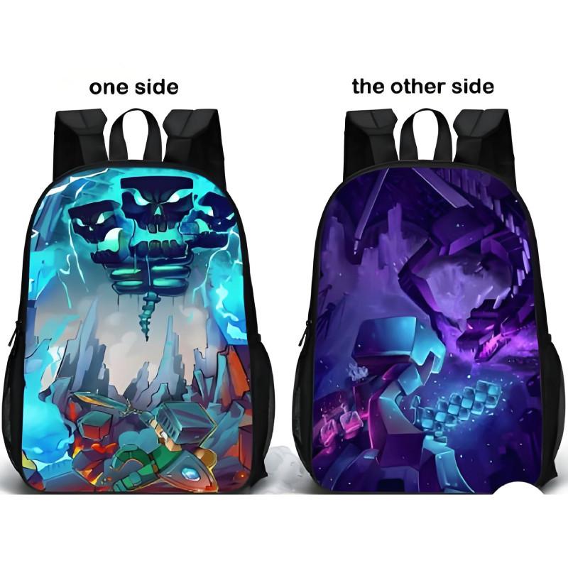 Minecraft Doppelseitiger Rucksack für Kinder Leicht und Atmungsaktiv Schultasche