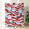 Santa Claus and Candy Cane Christmas Theme Patterned flannel blanket perfect for the bedroom living room, sofa, or a little nap