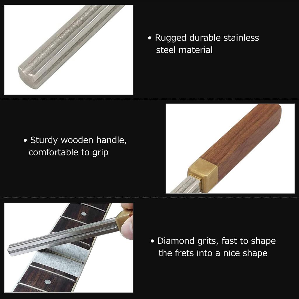 Portable Guitar Fret File Dressing Metal File Edges Wooden Handle Guitar Repair Maintenance Luthier Tool Guitar Parts