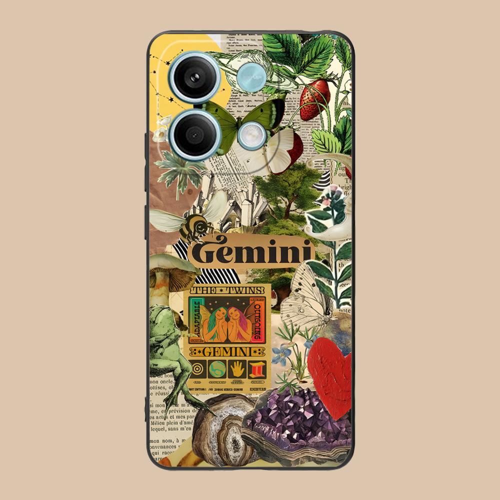 Zodiac Sign Gemini Phone Case for POCO M7 M6 M5 M4 M3 X7 X6 X5 X4 X3 Pro GT 5G Soft TPU Shockproof Cover