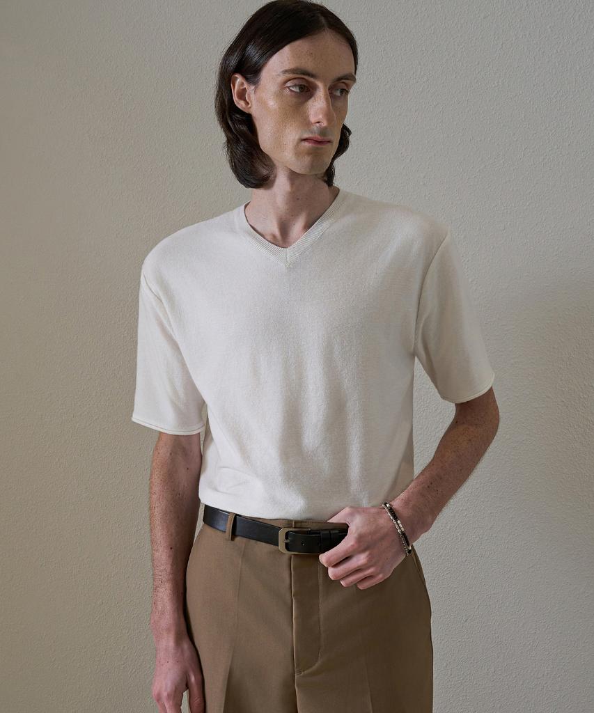 TRIP LE SENS Centre Line Summer V-Neck Half Knit_White