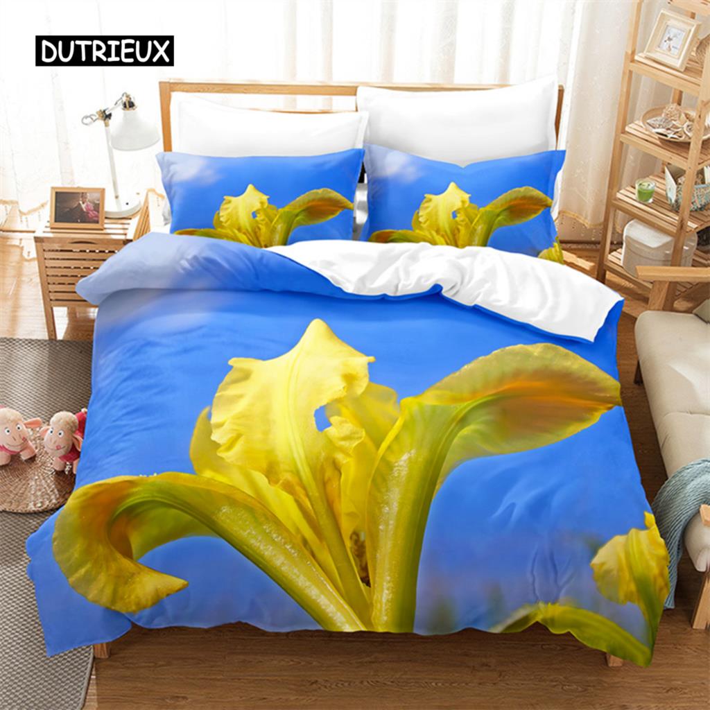 Yellow Flowers  Queen Bedding Set Duvet Cover Set Bedding Digital Printing Bed Linen King Size Duvet Cover Sets Bedding Set