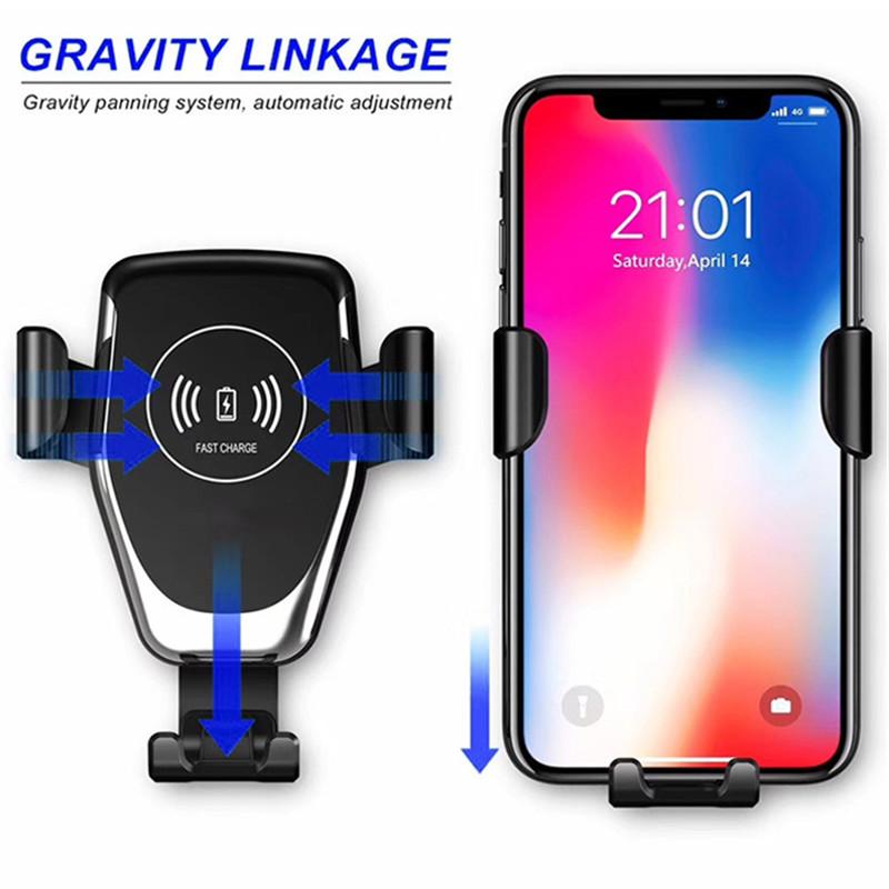 Draadloze autolader met zwaartekrachtsensor, snellaadfunctie, draadloze opladerhouder voor Samsung iPhone Huawei Xiaomi.