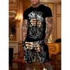 Sommer Herren Rundhals Kurzarm und Shorts Set Trendige Sportliche Lässige Outdoor Bekleidung