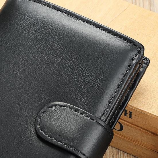 Vintage Herren Faux-Leder Geldbörse RFID-Blockierend Zweifach gefaltet Kurze Geldbörse Minimalistisch Schlank Anti-Diebstahl Kreditkartenhalter Fronttaschen-Geldbörse