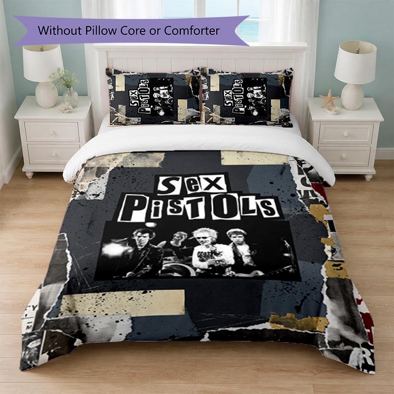 Sex Pistols Print 3Pcs Bedding Set Duvet Cover With Two Pillowcases Soft Bed Linen For Household Bedroom
