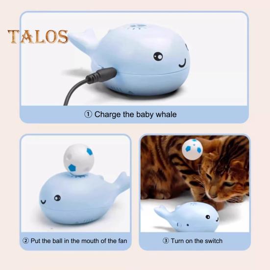 Electric Floating Ball Cat Toy Lightweight Portable Whale Shaped Rechargeable Easy to Use Electric Moving Ball Interactive Pet Toy