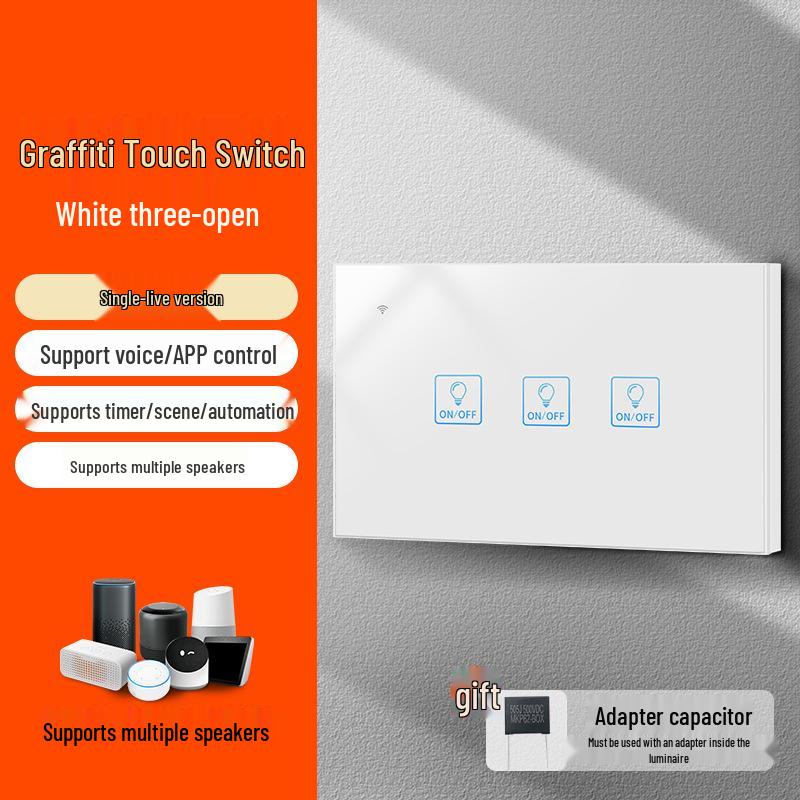 Graffiti Smart WiFi Wall Switch with Alexa & Google Voice Control, US/EU Specs, Touch Panel