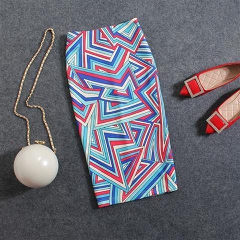 Sommer Cartoon Print Elegante Bleistift Rock Frauen Bodycon Hohe Taille Knielangen Rock Weibliche