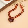 Versatile Heart Pendant Necklace Amber Color Beaded Choker New Clavicle Chain  Jewelry Gifts