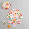 Girls Cartoon Swimsuit With Quickdry Polyester For Water Play And Sun Protection