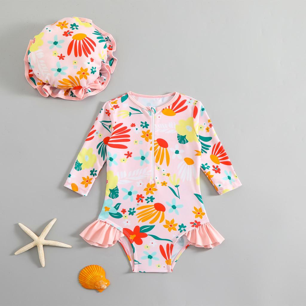 Girls Cartoon Swimsuit With Quickdry Polyester For Water Play And Sun Protection