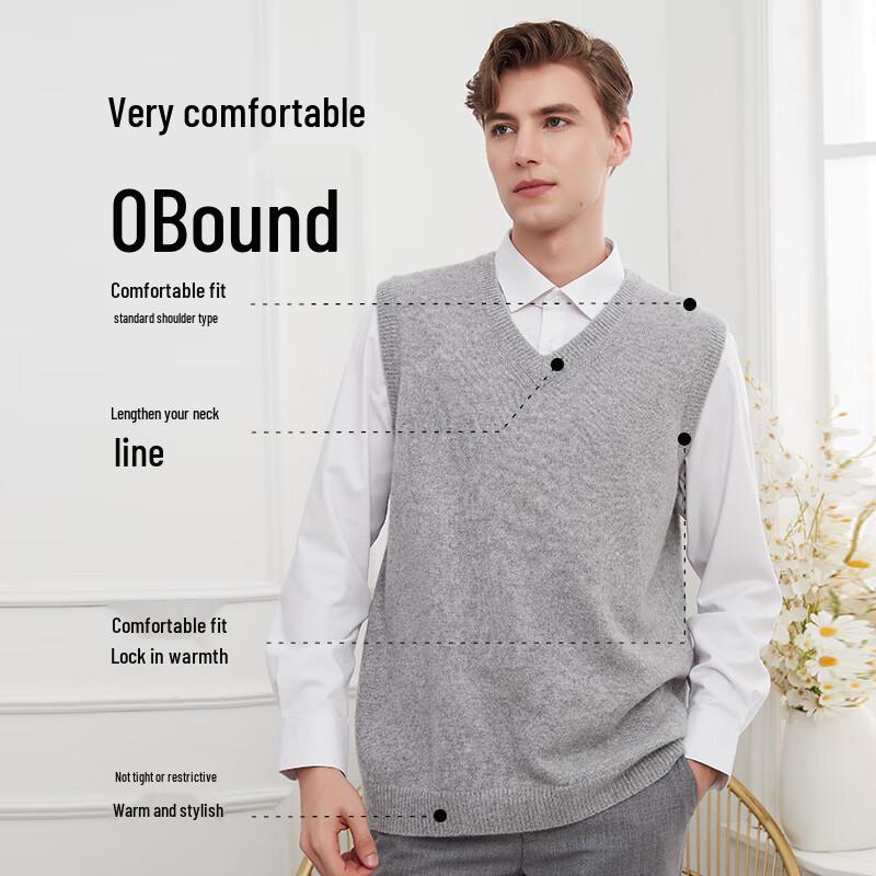 Hengyuanxiang Men's Thickened Cashmere V-Neck Vest