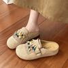 2026 Spring-autumn Fashionable One-piece Thick-soled Height-increasing Half-heeled Shoes Women's Retro-style Headband Slippers