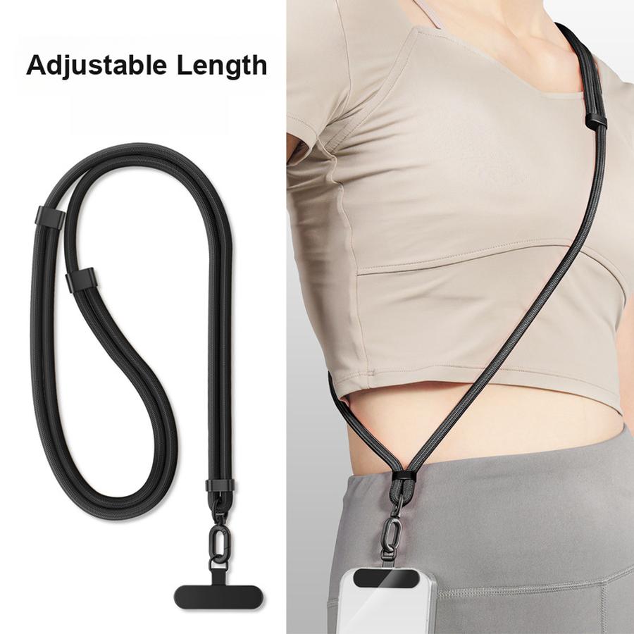 Mobile Phone Lanyard Adjustable Crossbody Neck Strap Rope with Stainless Steel Pads Anti-Lost Anti-Theft Woven Rope