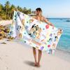 Bluey Customized Name Text Beach Towel, Soft Absorbent Towel Beach Pool Travel Personal Gift