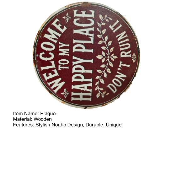 Panneau de Jardin en Bois Happy Land Plaque en Bois Rustique Décor Mural Extérieur Résistant aux Intempéries Inaltérable Plaque Suspendue pour Maison Ferme Chaumière