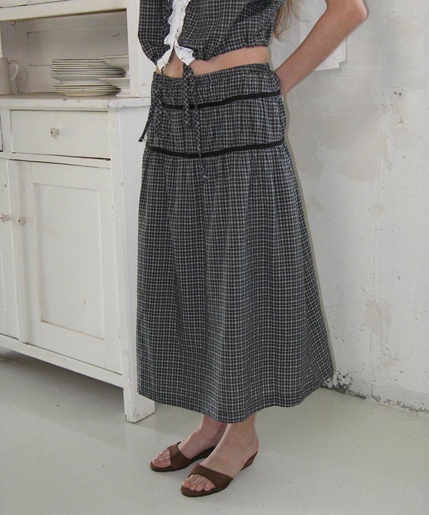 Without Summer Plain Band Skirt_Check
