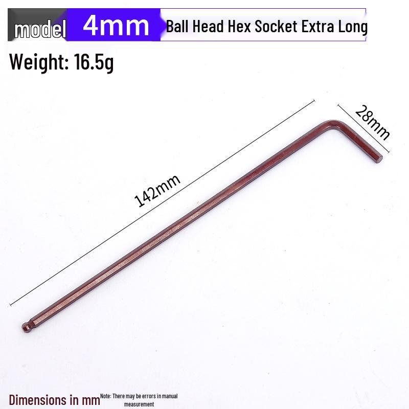 Antique Bronze Red Extra Long L-shaped Ball Head S2 Hex Wrench Hardened Hex Key