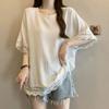 Loose Casual and Versatile Lace Splicing Short-sleeved T-shirt Top for Women