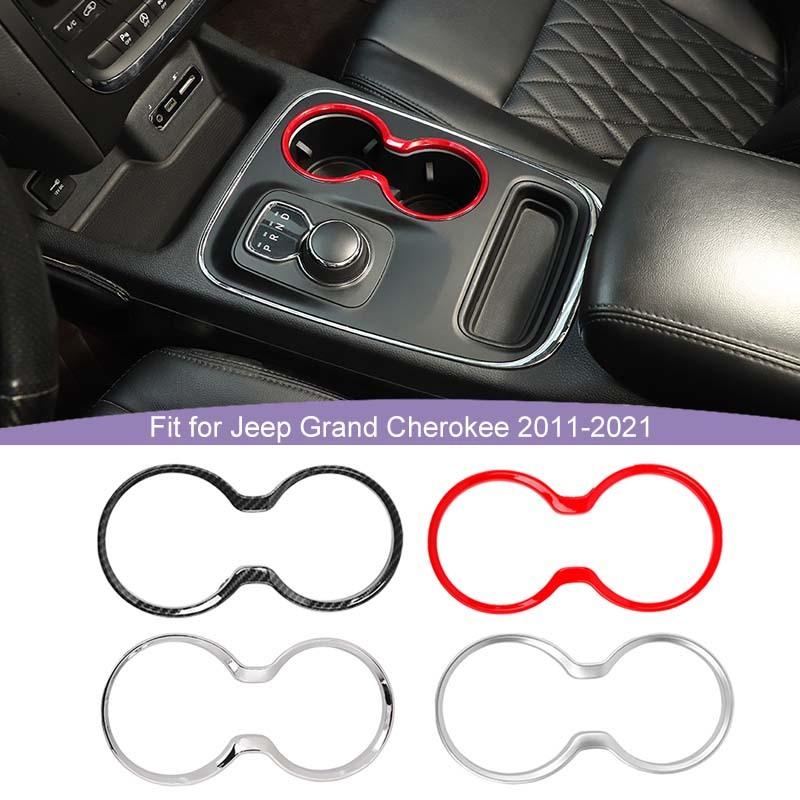 ABS-Front-Getränkehalter-Dekorationsabdeckungsaufkleber passend für Jeep Grand Cherokee 2011–2021, Innenausstattung