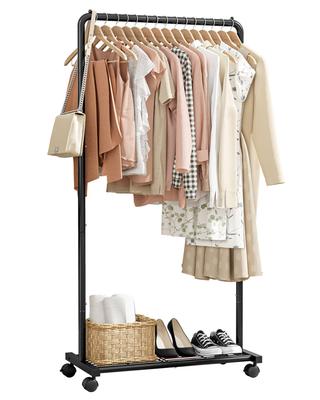 Sakugi Hanger Rack Double Type with Casters and Mesh Stylish Ideal for and High Load 73cm X 42cm X 150cm - All-metal Construction, Shelf. Design,
