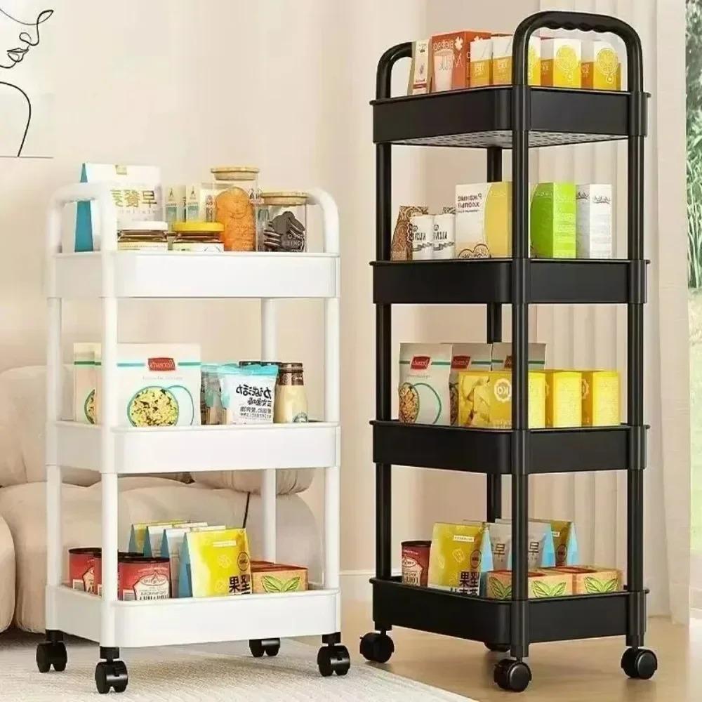 Bücherregal-Aufbewahrungswagen, mobiler Küchen-Organizer-Wagen mit Rädern, mehrschichtige Badezimmerregale, Haushalts-Snack-Aufbewahrungsregal