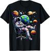 Astronaute Gamer Espace Système de Jeu Planètes T-Shirt Hauts Tee