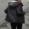 Women Hooded Quilted Puffer Jacket with Faux Fur Lining Solid Color Casual Slim Fit Coat