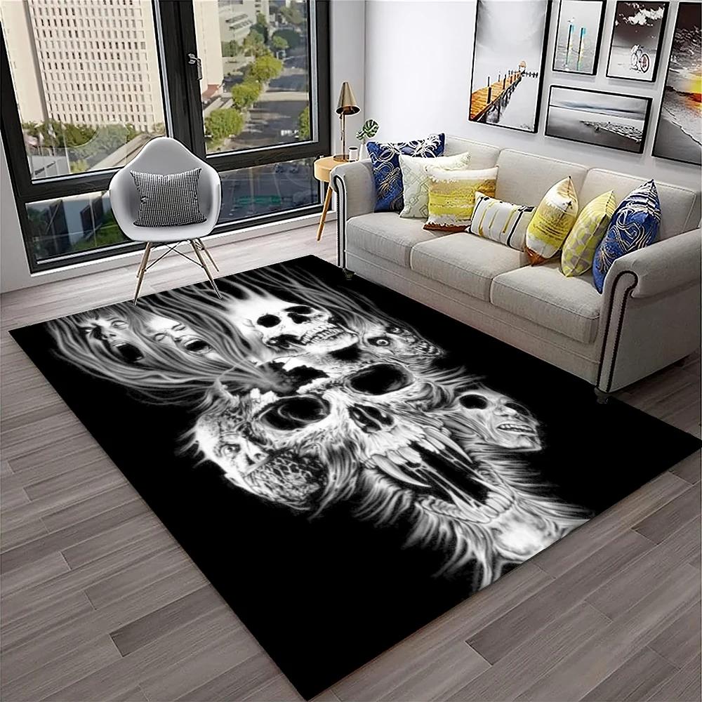  Gothic Horror Skull Ghost Cartoon Carpet Rug for Home Living Room Bedroom Sofa Doormat Decor,kids Area Rug Non-slip Floor Mat