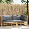vidaXL 2-part. Garden Lounge Set with Cushions Dark Grey Bamboo