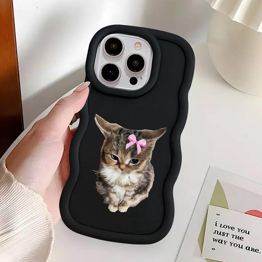 Angry Cat Bow Case for iPhone 18 15 Plus 12 16 Pro Max 8 11 XR 14 13 17 Air Soft Phone Cover