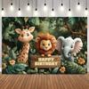 Jungle Animals Cartoon Photo Backdrop for Baby Shower Birthday Party Child Portrait Decoration Newborn Photography Background4