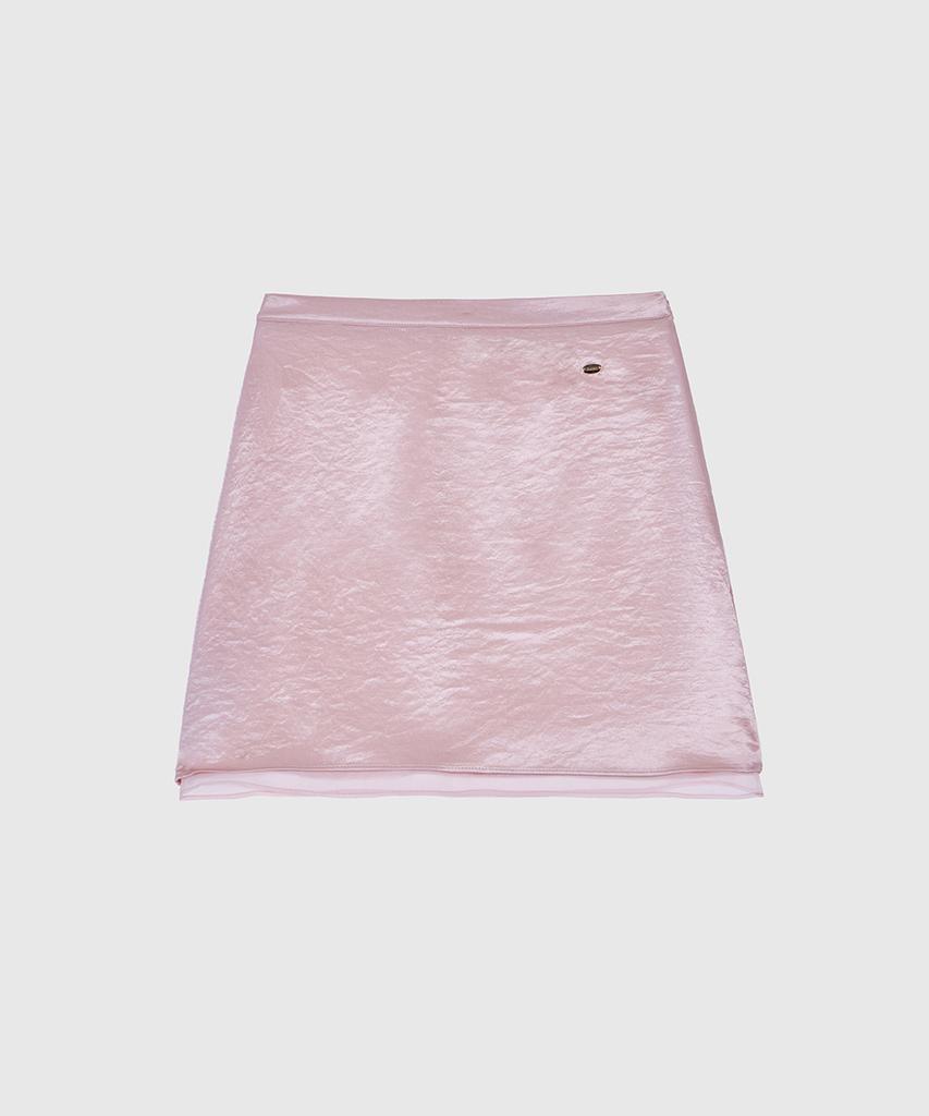 Heint Mist Double Layered Satin Mini Skirt 3Col_Pink