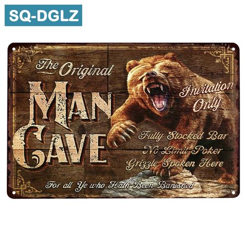 [SQ-DGLZ]Man Cave Regeln Metallschild Bar Wanddeko Vintage Metallhandwerk Heimdeko Malerei Plaketten Kunstposter