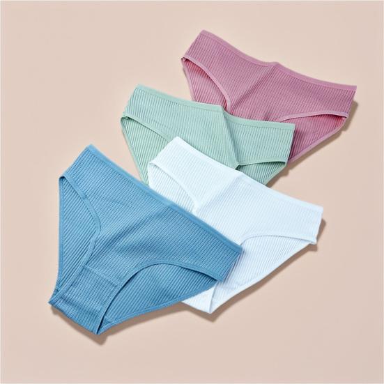 Cotton Underwear for Women Sexy Low Rise Ribbed Hipster Bikini Panties Full Coverage Breathable Cheeky Briefs