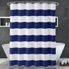 AmazerBath Navy Blue Shower Curtain, 72" W X 72" H Blue and White Stripes, Fabric for Bathroom, with 2 Heavy Stones