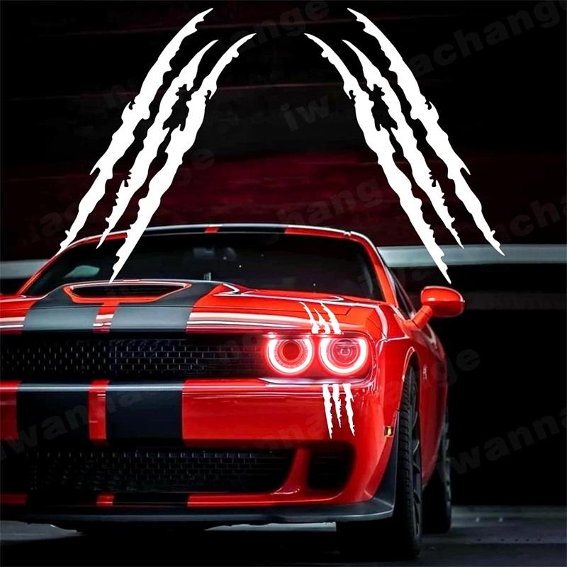 2Pcs Monster Claw Markings Car Headlights Stickersstripe Scratchesdecalsvinyl Suitable For Sportspickup Trucksmotorcycles